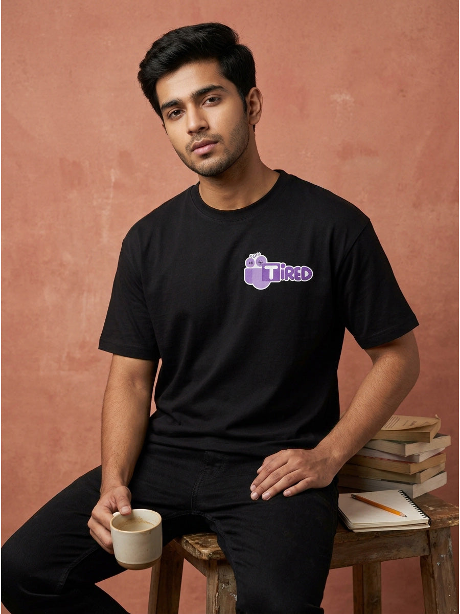 Tired - Black Corporate Round Neck T-shirt