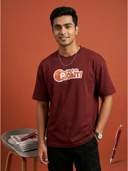 Point - Maroon Corporate Round Neck T-shirt