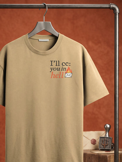 CC at hell - Beige Corporate Round Neck T-shirt