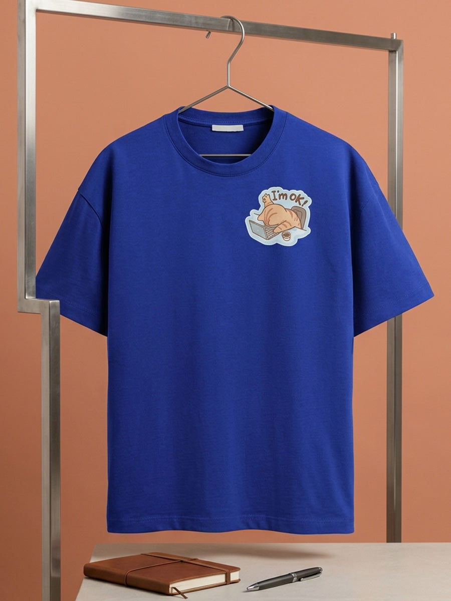 I am Ok - Royal Blue Corporate Round Neck T-shirt