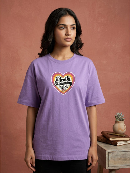 Silently Screaming Inside - Lavender Corporate Round Neck T-shirt