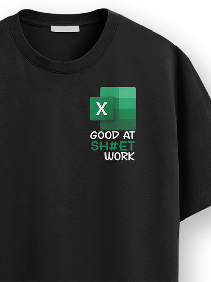 Sheet Work- Black Round Neck Corporate T-shirt