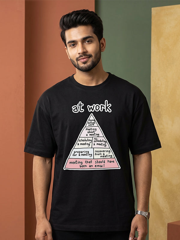 At Work - Black Corporate Round Neck T-shirt