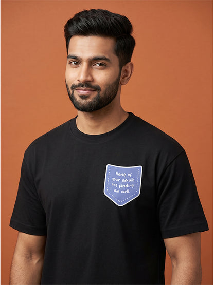 None of Your Emails - Black Corporate Round Neck T-shirt