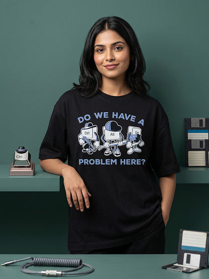 Problem Here - Black Corporate Round Neck T-shirt