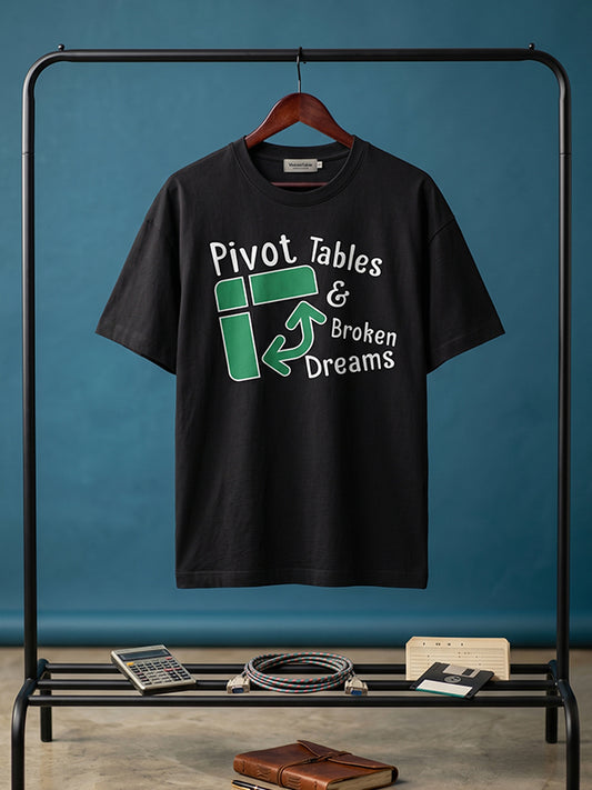 Pivot Tables- Black Round Neck Corporate T-shirt