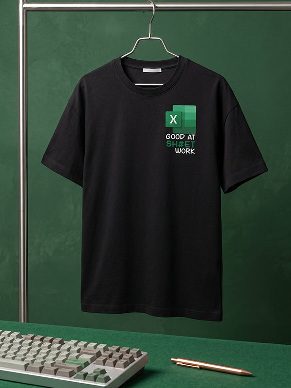 Sheet Work- Black Round Neck Corporate T-shirt