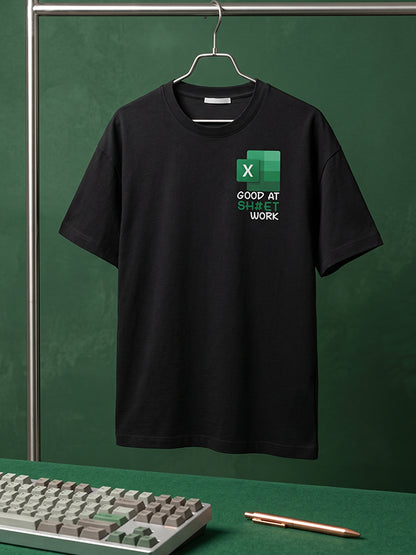 Sheet Work- Black Round Neck Corporate T-shirt
