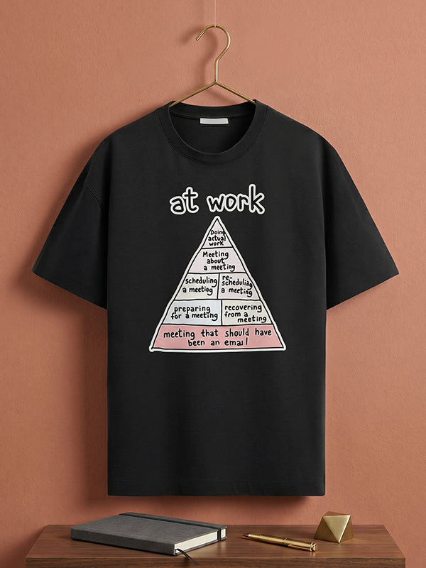 At Work - Black Corporate Round Neck T-shirt