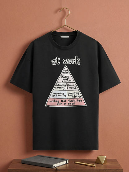At Work - Black Corporate Round Neck T-shirt