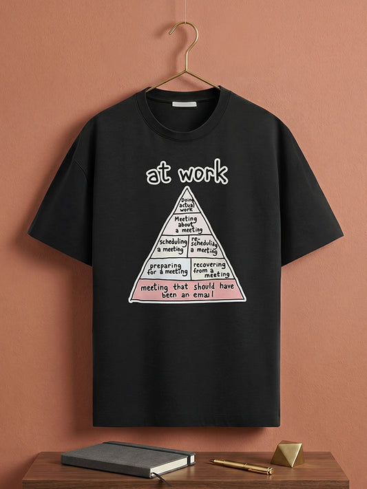 At Work - Black Corporate Round Neck T-shirt