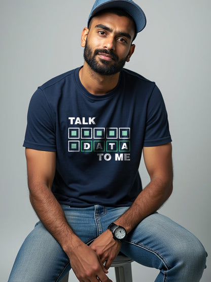 Talk Data- Navy Blue Round Neck Corporate T-shirt