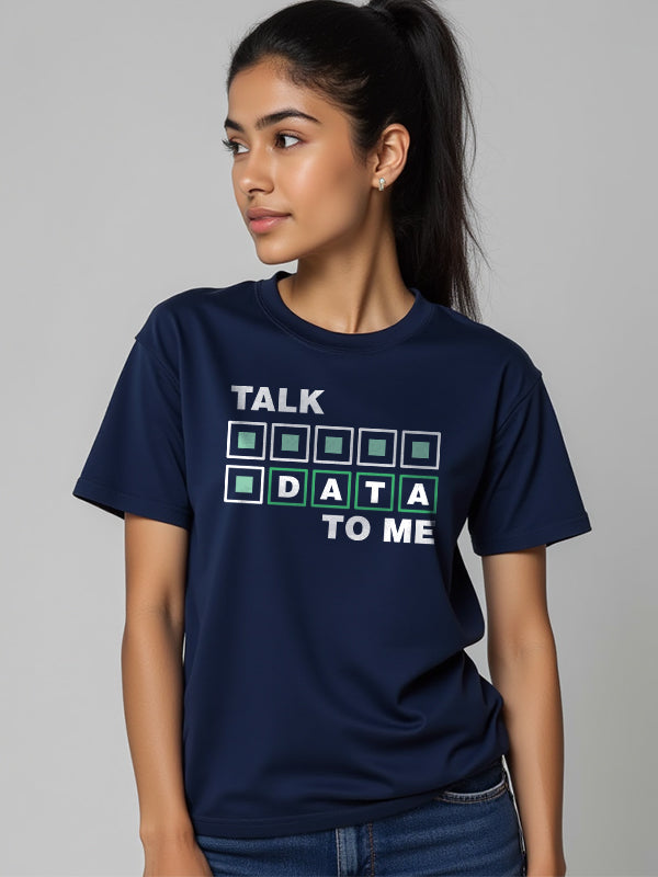 Talk Data- Navy Blue Round Neck Corporate T-shirt