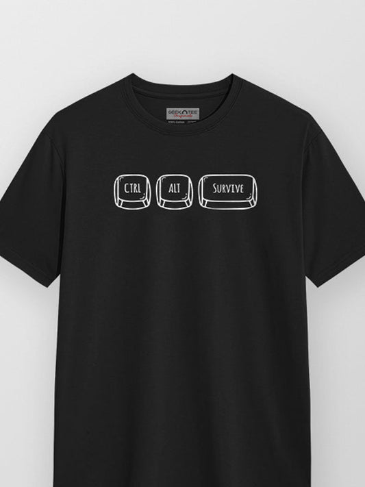CTRL ALT DELETE- Black Round Neck Corporate T-shirt