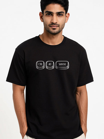 CTRL ALT DELETE- Black Round Neck Corporate T-shirt