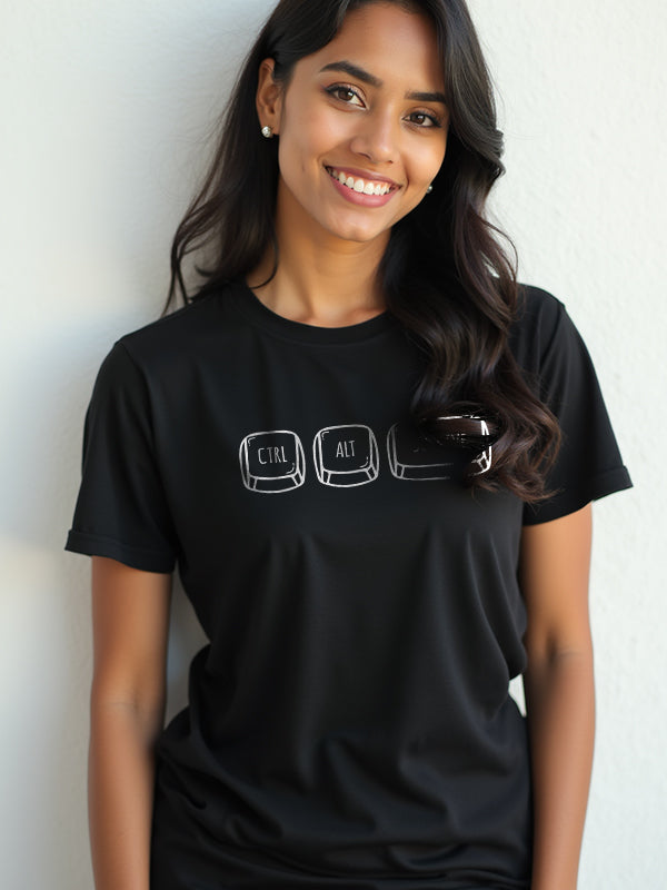 CTRL ALT DELETE- Black Round Neck Corporate T-shirt