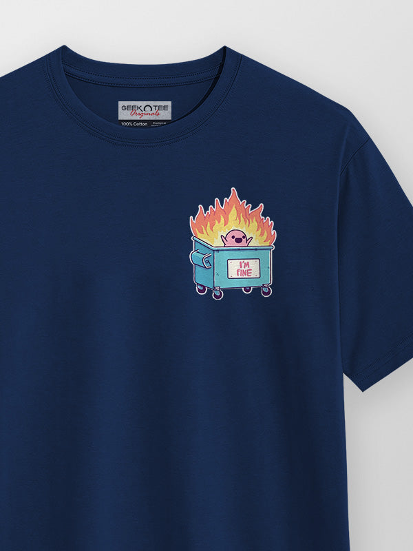 I am Fine - Navy Blue Corporate Round Neck T-shirt