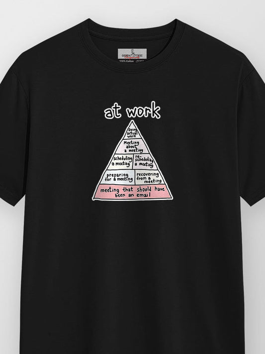 At Work - Black Corporate Round Neck T-shirt