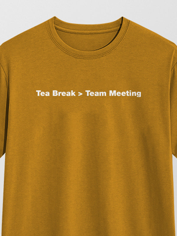 Tea Break- Mustard Yellow Round Neck Corporate T-shirt