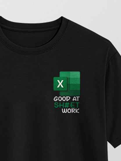 Sheet Work- Black Round Neck Corporate T-shirt