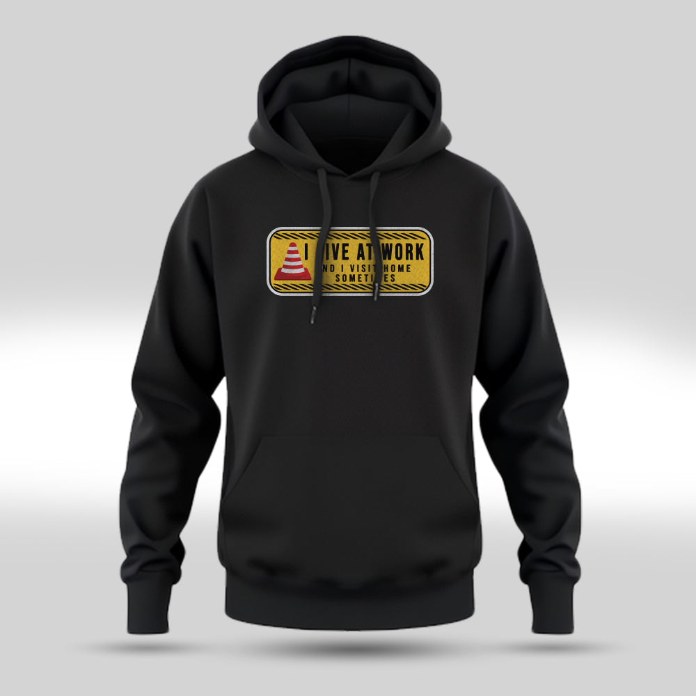 I Live At Work - Black Corporate Hoodie