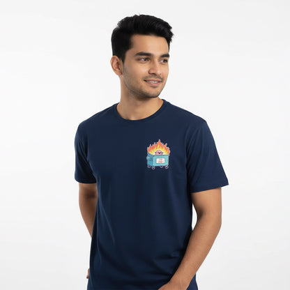 I am Fine - Navy Blue Corporate Round Neck T-shirt
