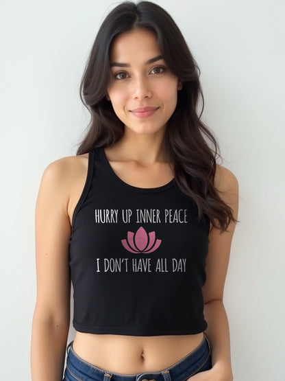 Inner Peace- Black Yoga Crop Tank Top