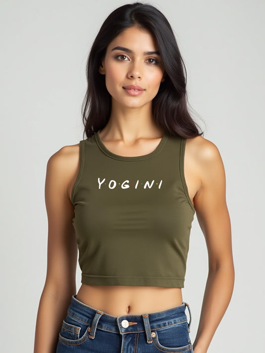 Yogini- Olive Green Yoga Crop Tank Top