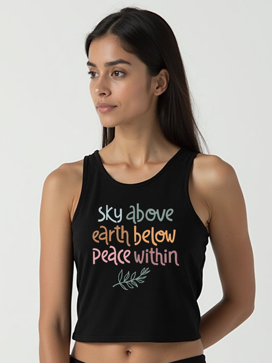 Peace Within- Black Yoga Crop Tank Top