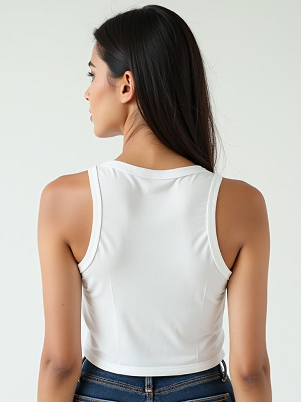 Calm is My Superpower- White Yoga Crop Tank Top