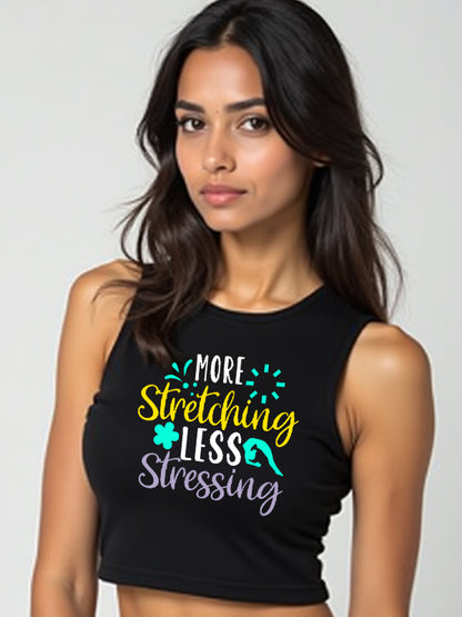 More Stretching- Black Yoga Crop Tank Top