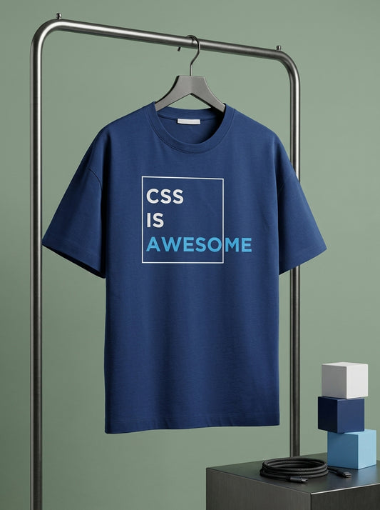 CSS Is Awesome- Navy Blue Round Neck Coding T-shirt