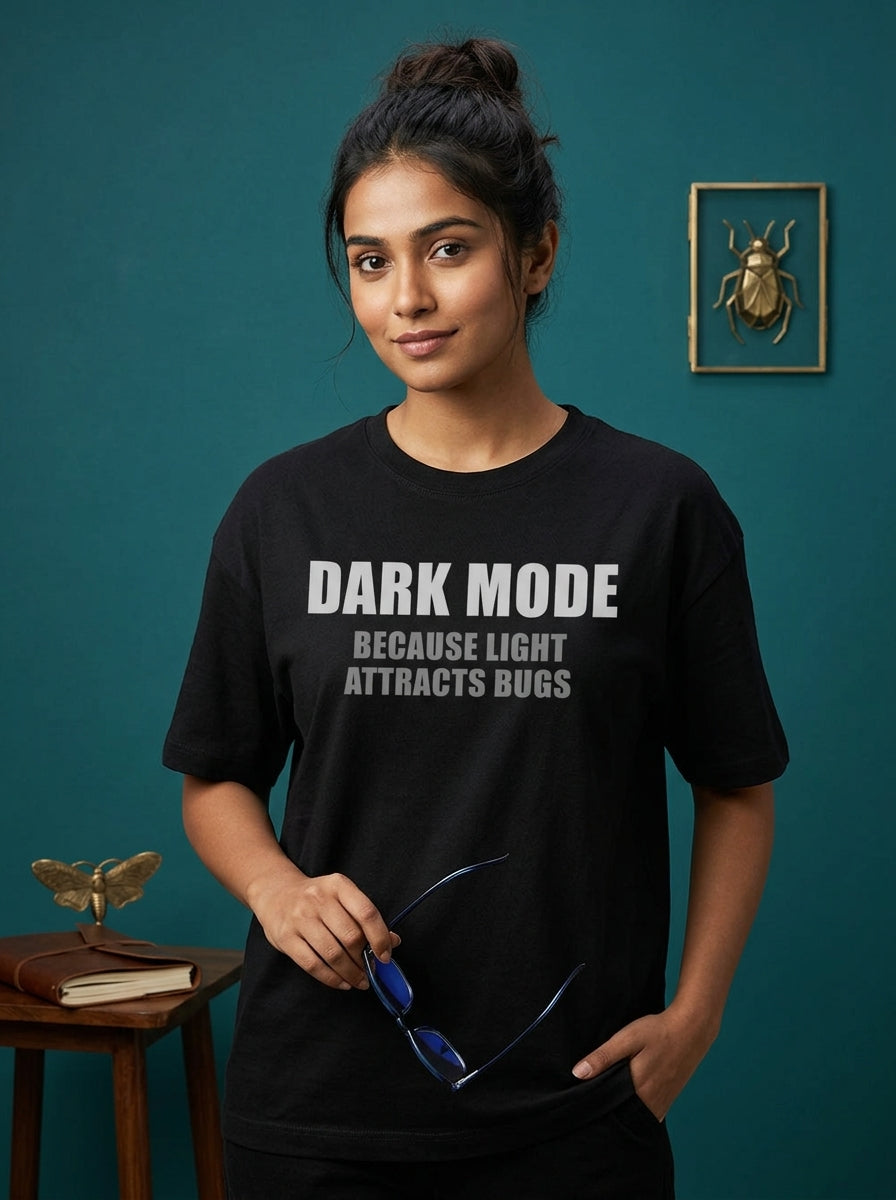 Dark Mode- Black Round Neck Coding T-shirt