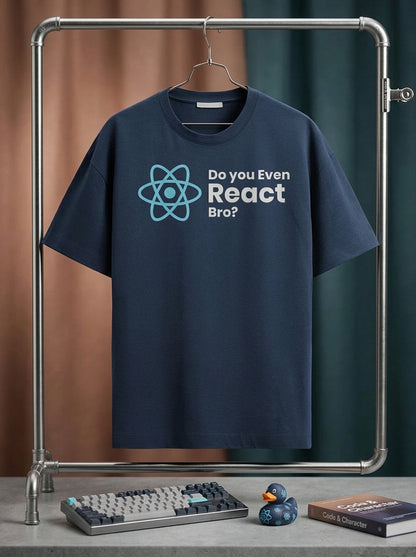 Do you Even React- Navy Blue Round Neck Coding T-shirt