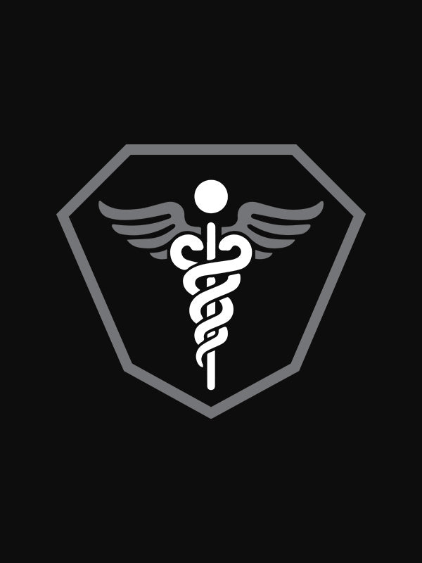 Caduceus Medicine Logo- Black Round Neck Medical T-shirt
