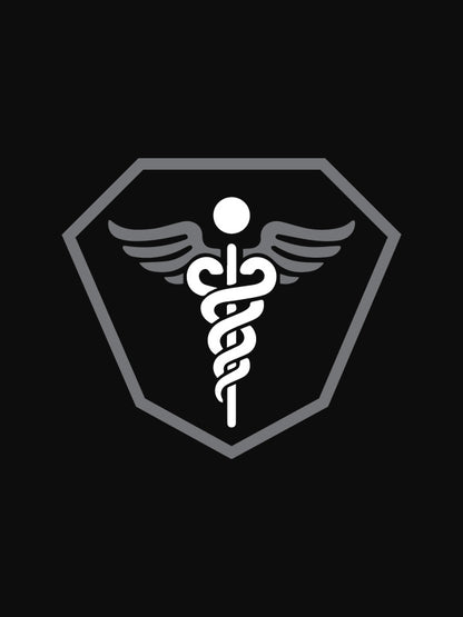 Caduceus Medicine Logo- Black Round Neck Medical T-shirt