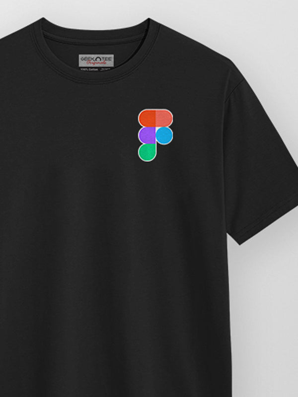 Figma Logo- Black Round Neck UI UX T-shirt – GeekOTee
