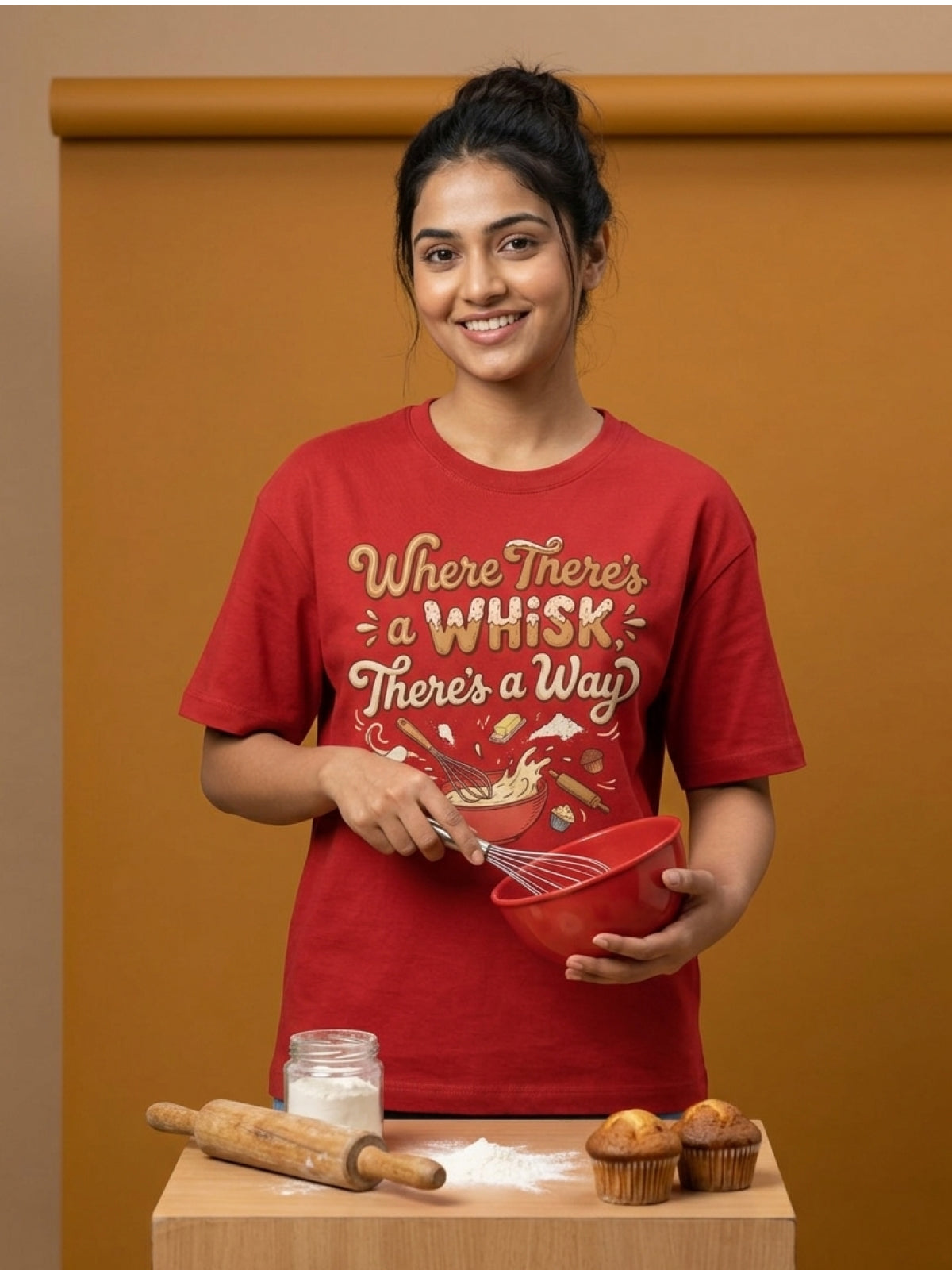Whisk Way- Red Baking Round Neck Tshirt