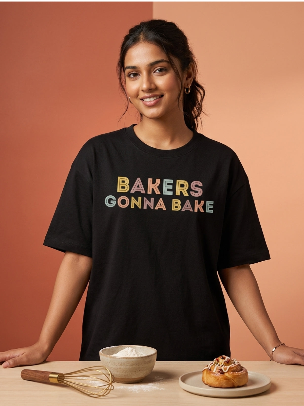 Bakers Gonna Bake- Black Round Neck Baking T-shirt