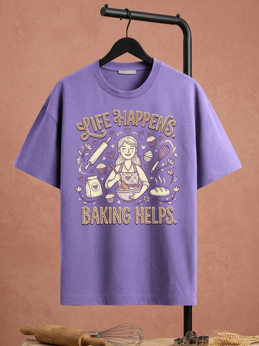 Baking Helps- Lavender Baking Round Neck Tshirt