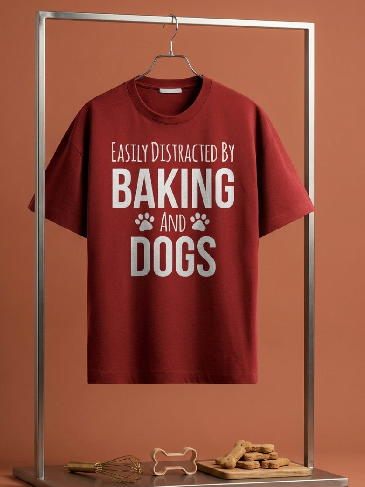 Baking and Dogs- Maroon Round Neck Baking T-shirt