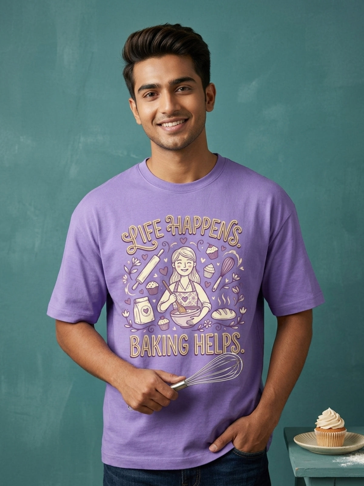 Baking Helps- Lavender Baking Round Neck Tshirt