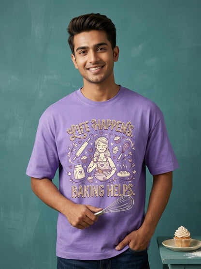 Baking Helps- Lavender Baking Round Neck Tshirt