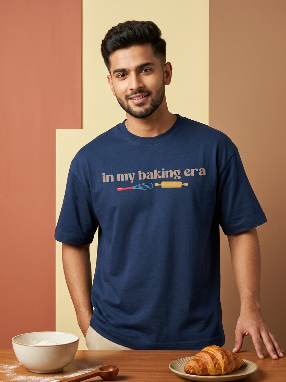 In My Baking Era- Navy Blue Round Neck Baking T-shirt