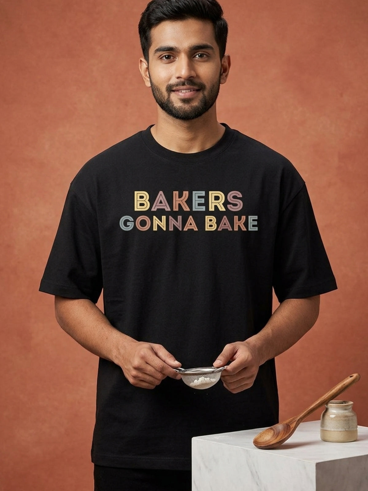 Bakers Gonna Bake- Black Round Neck Baking T-shirt