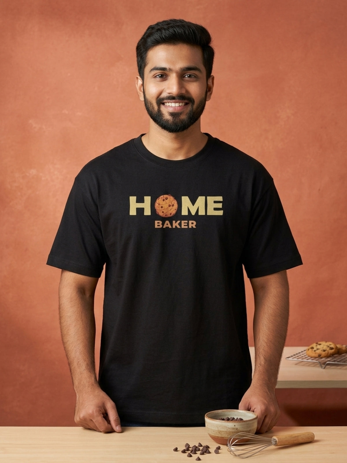 Home Baker - Black Round Neck Baking T-shirt