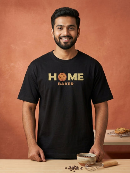 Home Baker - Black Round Neck Baking T-shirt