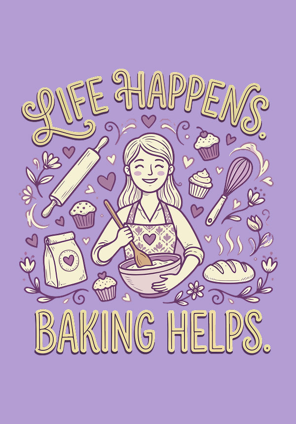 Baking Helps- Lavender Baking Round Neck Tshirt
