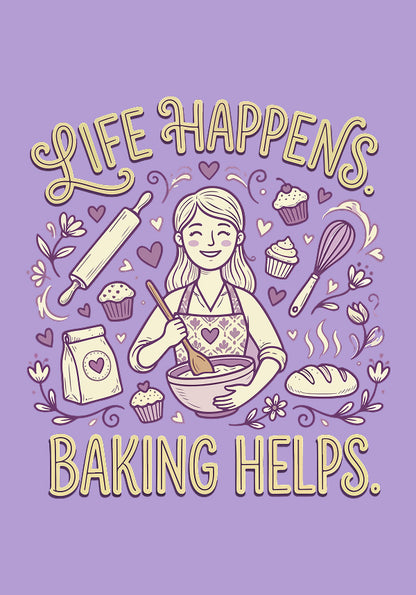 Baking Helps- Lavender Baking Round Neck Tshirt