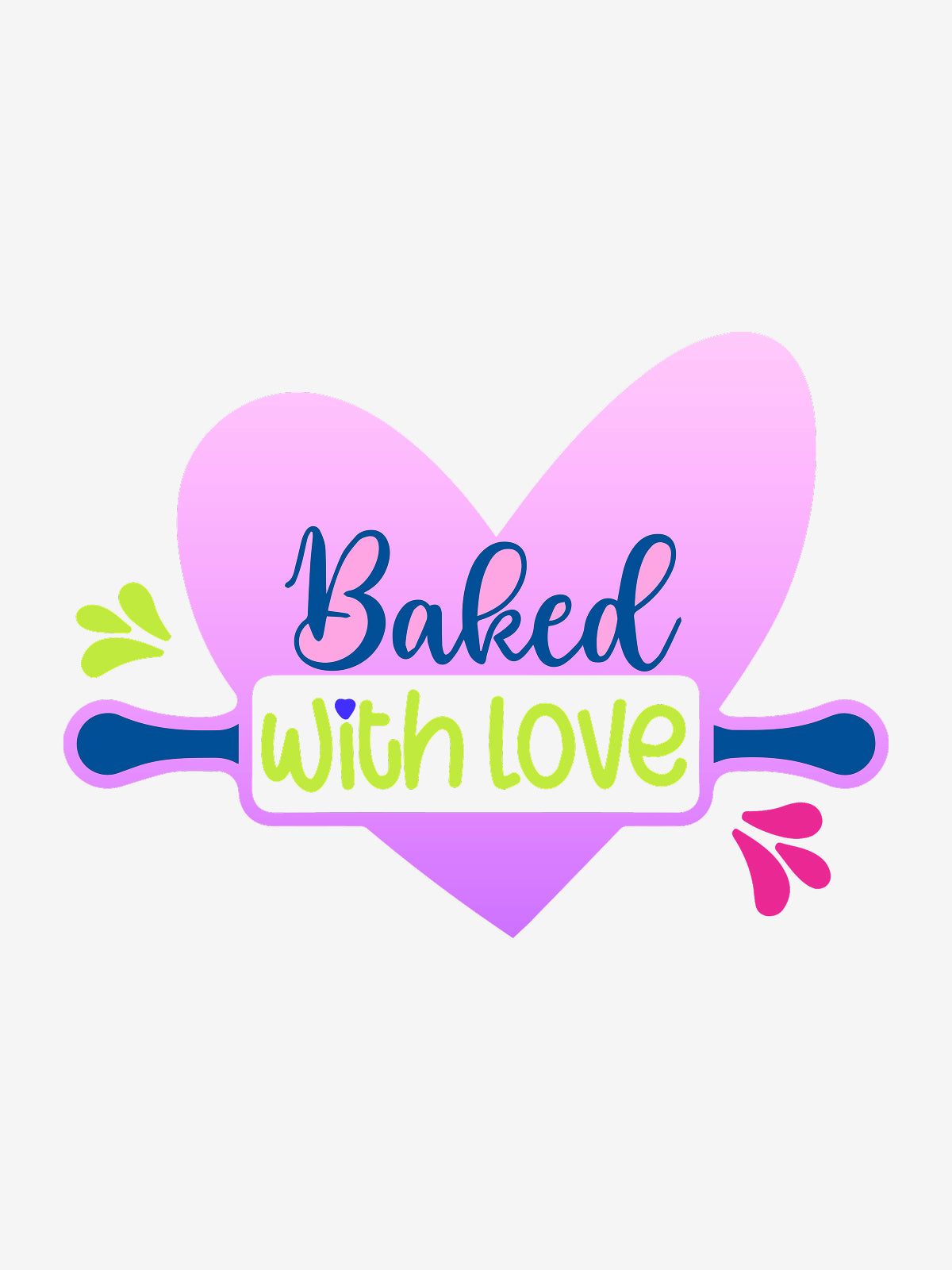 Baked with Love- White Round Neck Baking T-shirt